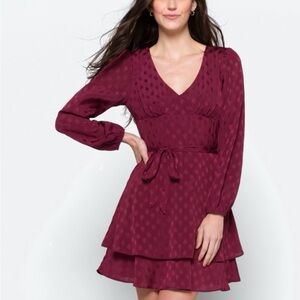 Elegant Burgundy Long Sleeve Dress
